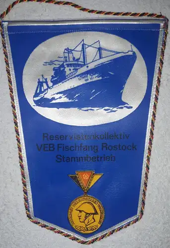 DDR Wimpel Reservistenkollektiv VEB Fischfang Rostock Stammbetrieb