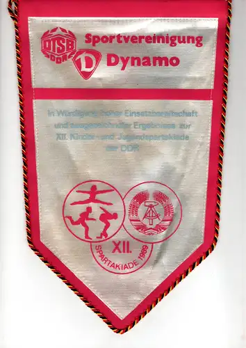 DDR Wimpel Sportvereinigung Dynamo XII. Spartakiade 1989