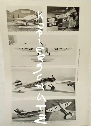Datenblatt der Heinkel Flugzeugtypen Heinkel HE 70 G
