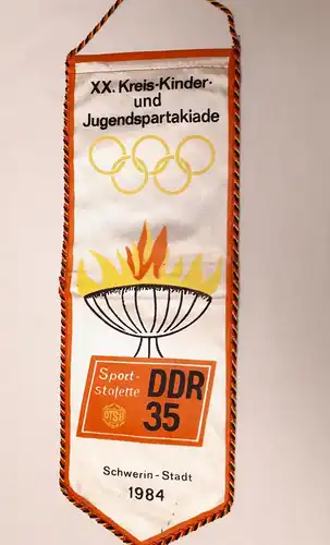 DDR Wimpel XX. Kreis - Kinder und Jugendspartakiade Schwerin Stadt 1984