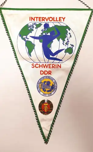 DDR Wimpel Intervolley Schwerin DDR mit Autogrammen