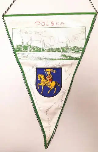 DDR Wimpel Intervolley Schwerin DDR mit Autogrammen