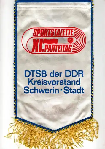 Wimpel Sportstafette XI. Parteitag DTSB der DDR Kreisvorstand Schwerin-Stadt