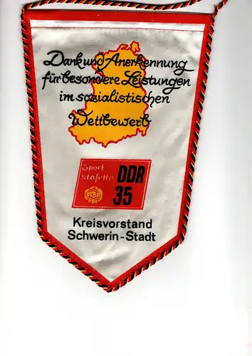 Wimpel DDR Sportstafette Kreisvorstand Schwerin Stadt