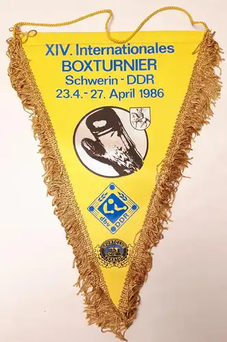 DDR Wimpel XIV. Internationales Boxturnier Schwerin 1986