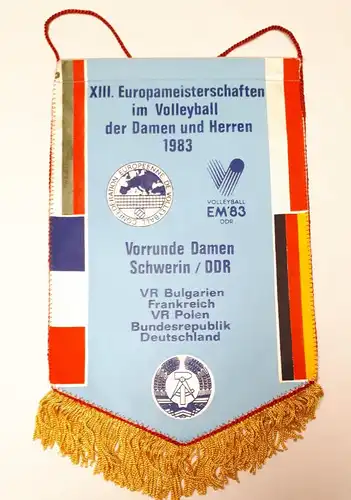 DDR Wimpel XIII. Europameisterschaften im Volleyball 1983 Vorrunde Damen Schwerin