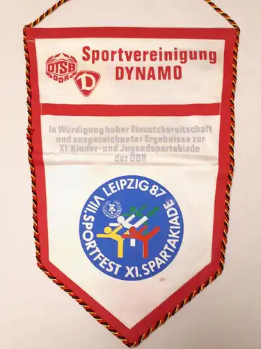 DDR Wimpel Sportvereinigung Dynamo VIII. Sportfest/ XI. Spartakiade Leipzig 87