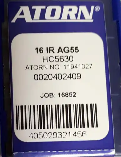 ATORN Gewindedrehplatten Teilprofil 55 Grad HC5630 16 (IR/ IL) AG55 Rechts 48-8