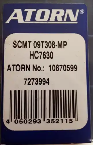 ATORN Wendeschneidplatte Positiv SCMT 09T308-MP HC7630