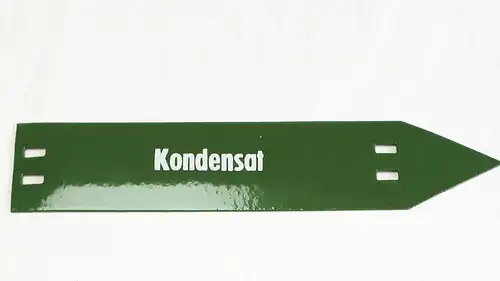 Rohrleitungskennzeichnungsschild "Kondensat" Blech emailliert 26,5 cm x 5,5 cm