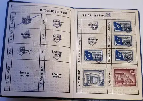 Mitgliedsbuch FDJ 1953 - 1957 Freie Deutsche Jugend