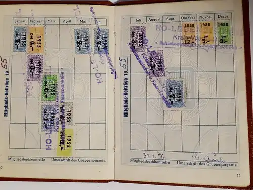 DDR Mitgliedsbuch FDGB 1955 - 1959