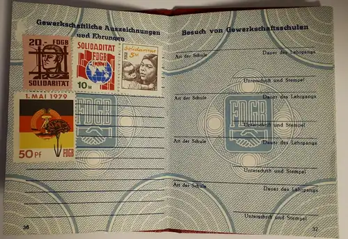 DDR Mitgliedsbuch Freier Deutscher Gewerkschaftsbund 1970 - 1979