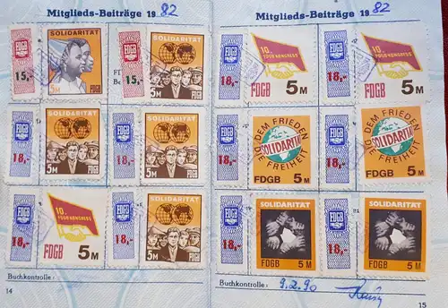 Mitgliedsbuch Freier Deutscher Gewerkschaftsbund 1980 - 1989