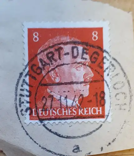 Deutsches Reich Briefausschnitt MiNr.786 gestempelt Stuttgart-Degerloch