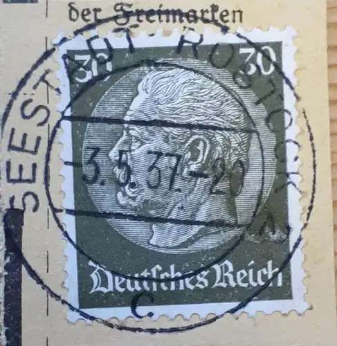 Deutsches Reich Briefausschnitt MiNr. 523x gestempelt Seestadt Rostock