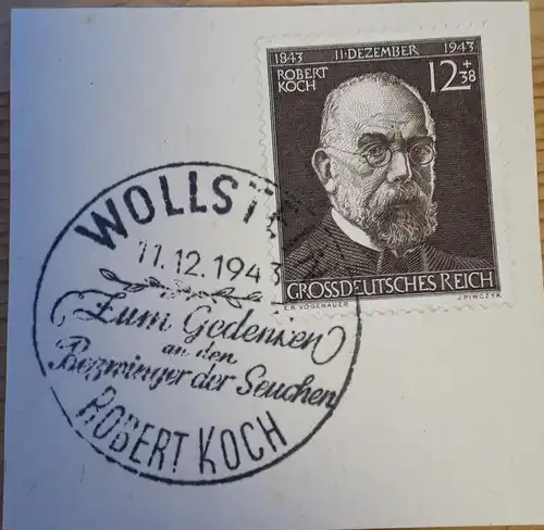 Deutsches Reich Briefausschnitt MiNr. 864 gestempelt Wollstein Robert Koch