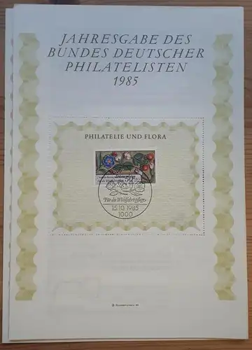 BRD Jahresgabe des Bundes Deutscher Philatelisten 1985