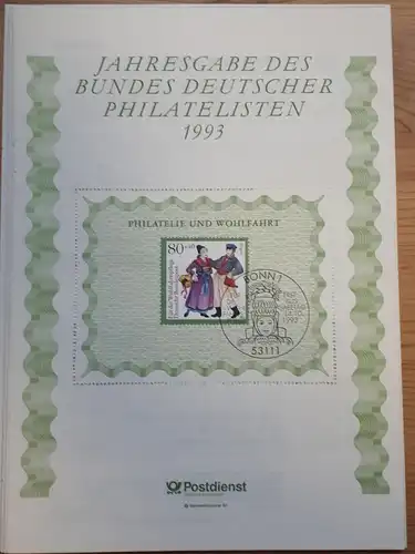 BRD Jahresgabe des Bundes Deutscher Philatelisten 1993