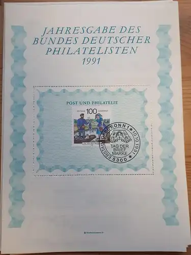 BRD Jahresgabe des Bundes Deutscher Philatelisten 1991
