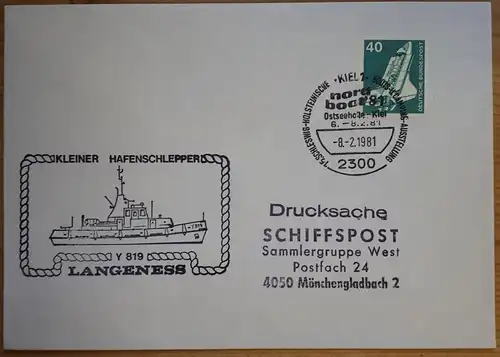 Schiffspost BRD Kleiner Hafenschlepper Y819 Langeness