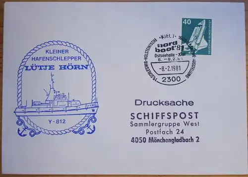 Schiffspost BRD Kleiner Hafenschlepper Y-812 Lütje Hörn