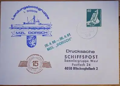 Schiffspost BRD MzL "Dorsch" L792 Landungsbootgruppe 1.Division