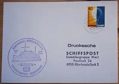 Schiffspost BRD Bodensee-Motorschiff Baden
