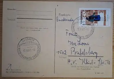 Schiffspost BRD Fähre FS-Sassnitz (Postkarte)1967