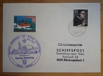 Schiffspost BRD Seenotkreuzer Georg Breusing Station Borkum