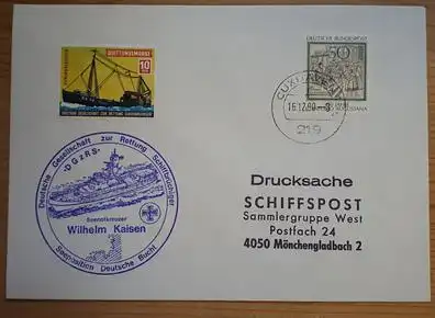Schiffspost BRD Seenotkreuzer Wilhelm Kaisen Seeposition Deutsche Bucht