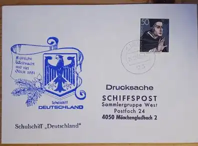 Schiffspost BRD Schulschiff Deutschland Weihnachten 1981