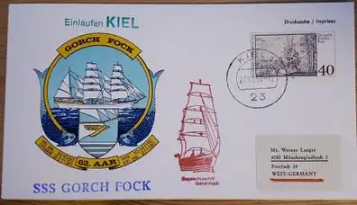 Schiffspost BRD Segelschulschiff Gorch Fock Auslaufen Kiel