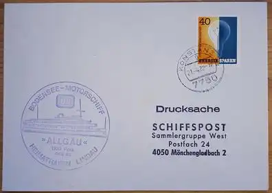 Schiffspost BRD Bodensee-Motorschiff Allgäu
