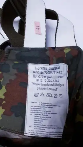 Bundeswehr Nässeschutzhose Größe III 52/54 neu