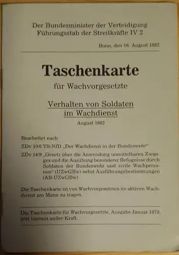 Taschenkarte Bundeswehr Für Wachvorgesetzte