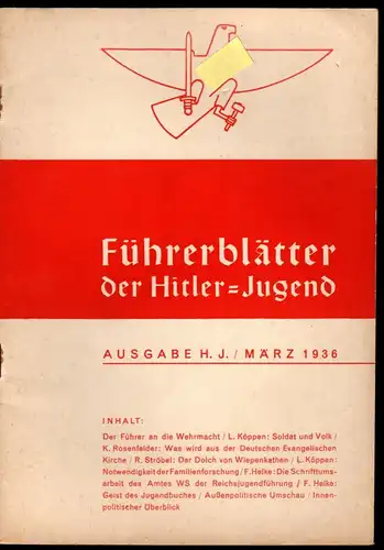 Führerblätter der HJ - Ausgabe H.J. März 1936. 