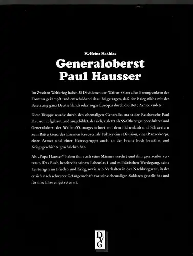 K.-Heinz Mathias: Generaloberst Paul Hausser. 