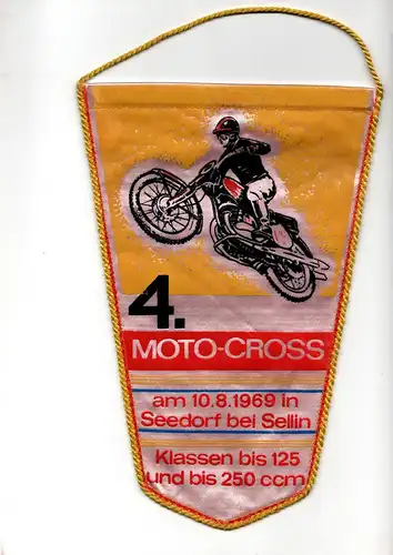 DDR Wimpel 4. Moto-Cross 1969 Seedorf/ Sellin