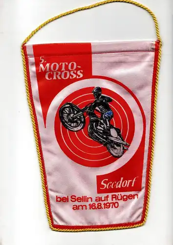 DDR Wimpel 5. Moto-Cross 1970 Seedorf/ Sellin