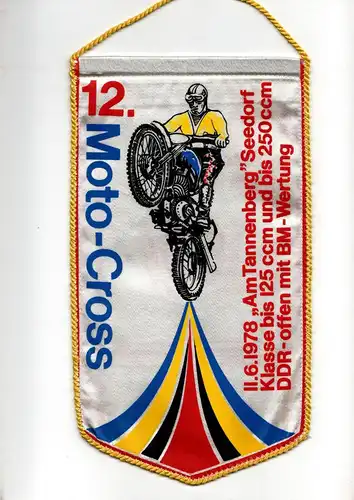 DDR Wimpel 12. Moto-Cross 1978 Am Tannenberg Seedorf