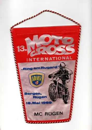 DDR Wimpel 13. Moto-Cross International 1969 Ring am Rugard Bergen/ Rügen