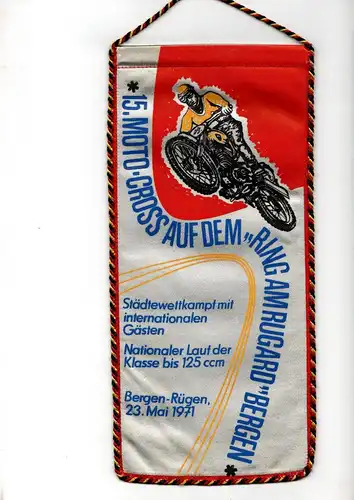 DDR Wimpel 15. Moto-Cross 1970 Ring am Rugard Bergen/ Rügen