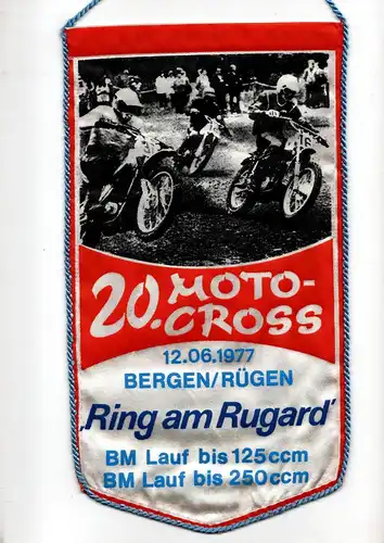 DDR Wimpel 20. Moto-Cross 1977 Ring am Rugard Bergen/ Rügen