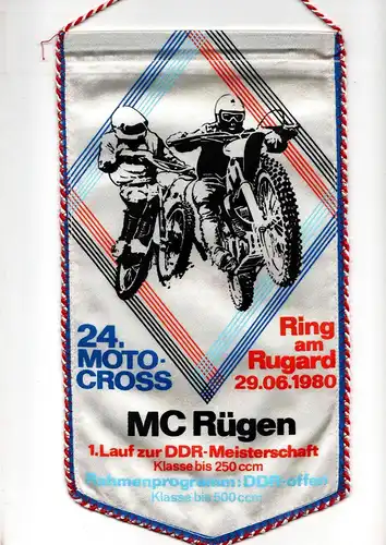 DDR Wimpel 24. Moto-Cross 1980 Ring am Rugard Bergen/ Rügen