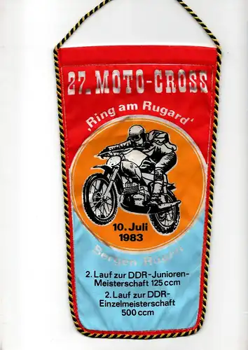 DDR Wimpel 27. Moto-Cross 1983 Ring am Rugard Bergen/ Rügen