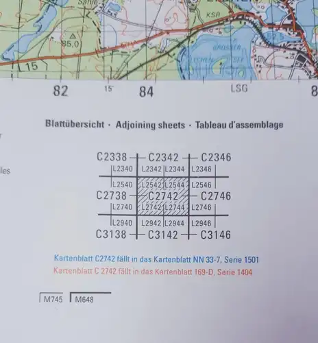 Topographische Karte Bundeswehr Neubrandenburg C 2742