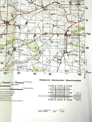 Topographische Karte Bundeswehr Stralsund C 1942