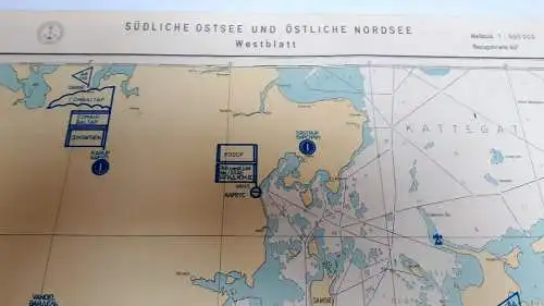 DDR NVA Volksmarine Taktische Lagekarte Südliche Ostsee und östliche Nordsee