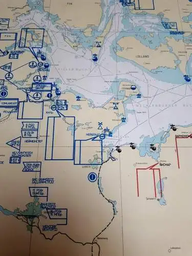 DDR NVA Volksmarine Taktische Lagekarte Südliche Ostsee und östliche Nordsee